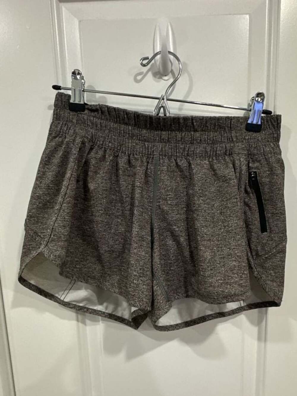Lululemon Tracker Short V 4 Heathered Black Athletic Running Shorts